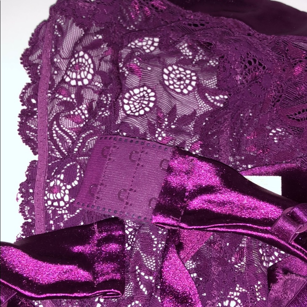 VS VINTAGE SATIN, LACE, & MESH PURPLE BRA & PANTY - Picture 14 of 15